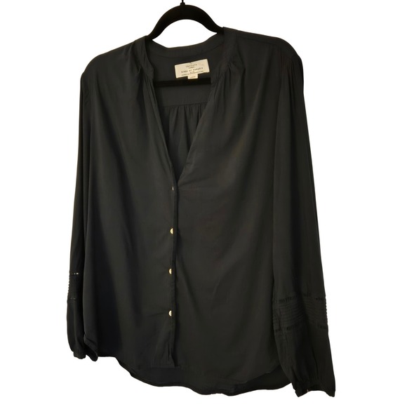 Birds of Paradis California Button Front Blouse Blue Boho Chic Top Size L - Picture 3 of 13